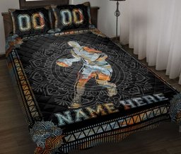 Personalized Basketball Quilt Bedding Set, Basketball Boy Player Mandala Black Quilt Blanket With Pillowcases, Duvet Cover Set
