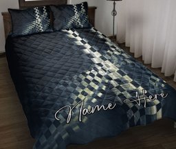 Personalized Racing Quilt Bedding Set, Racing Expressive Grungy Racing Quilt Blanket With Pillowcases, Custom Name Duvet Cover Set