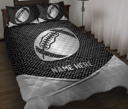 Personalized Football Quilt Bedding Set, American Football Ball Quilt Blanket With Pillowcases, Custom Name Duvet Cover Set