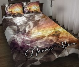 Personalized Racing Quilt Bedding Set, Racing Checkered Flag Bright Sky Quilt Blanket With Pillowcases, Custom Name Duvet Cover Set
