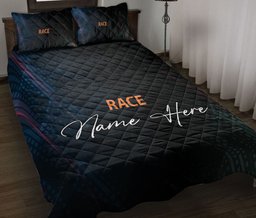 Personalized Racing Quilt Bedding Set, Racing Square Racing Racer Quilt Blanket With Pillowcases, Custom Name Duvet Cover Set
