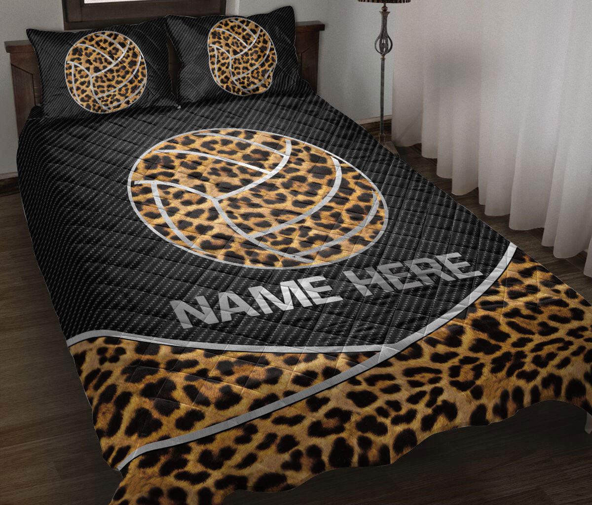 Personalized Volleyball Quilt Bedding Set, Volleyball Ball Quilt Blanket With Pillowcases, Custom Name Duvet Cover Set