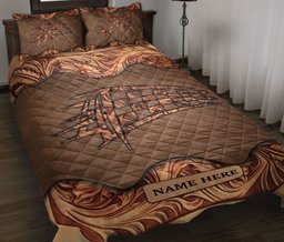 Personalized Racing Quilt Bedding Set, Wood Racing Sculptures Quilt Blanket With Pillowcases, Custom Name Duvet Cover Set
