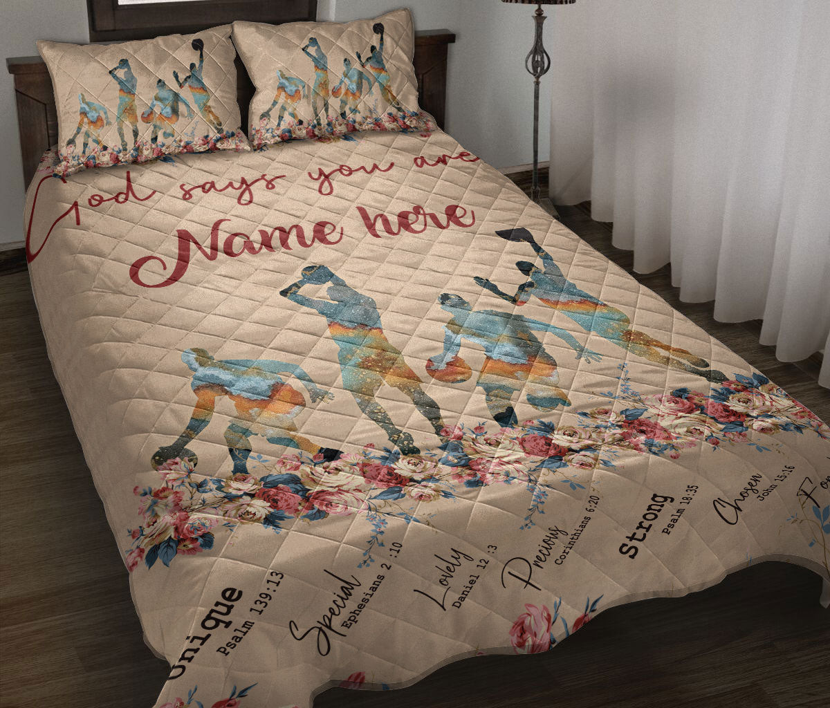 Personalized Basketball Quilt Bedding Set, Basketball Player God Says You Are Quilt Blanket With Pillowcases, Custom Name Duvet Cover Set