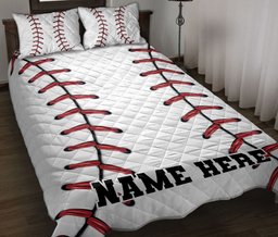 Personalized Baseball Quilt Bedding Set, Baseball Quilt Blanket With Pillowcases, Custom Name Duvet Cover Set, Sports Gifts
