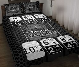 Personalized Trucker Quilt Bedding Set, Truck Trucker Truck Driver Quilt Blanket With Pillowcases, Custom Name Duvet Cover Set
