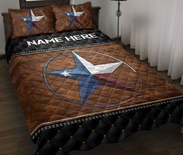 Personalized Cowboy Quilt Bedding Set, Texas Star Barn Cowboy Cowgirl Black Quilt Blanket With Pillowcases, Custom Name Duvet Cover Set