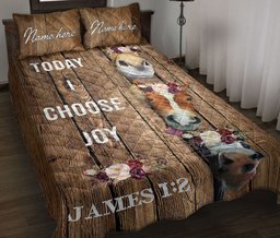 Personalized Horse Quilt Bedding Set, Bible R Ustic Farm Horse I Choose Joy Quilt Blanket With Pillowcases, Custom Name Duvet Cover Set
