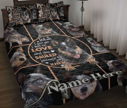 Personalized Australian Cattle Quilt Bedding Set, Blue Heeler Dog Frame Patchwork Floral Quilt Blanket With Pillowcases, Duvet Cover Set