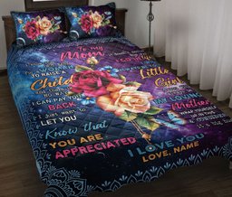 Personalized Rose Quilt Bedding Set, To My Mom Mother Mom Rose Quilt Blanket With Pillowcases, Custom Name Duvet Cover Set
