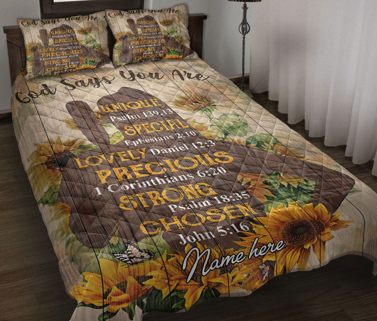 Personalized Quilt Bedding Set, Softball Girl Sunflower Batter God Say You Are Quilt Blanket With Pillowcases, Custom Name Duvet Cover Set