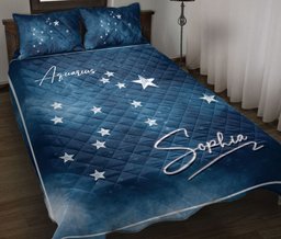 Personalized Zodiac Quilt Bedding Set, Aquari USZodiac Sign Horoscopes Quilt Blanket With Pillowcases, Custom Name Duvet Cover Set