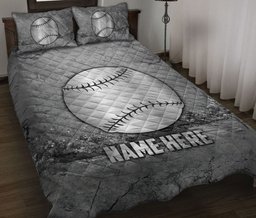 Personalized Baseball,Softball Quilt Bedding Set, Dragon Scratch Grays Quilt Blanket With Pillowcases, Custom Name Duvet Cover Set