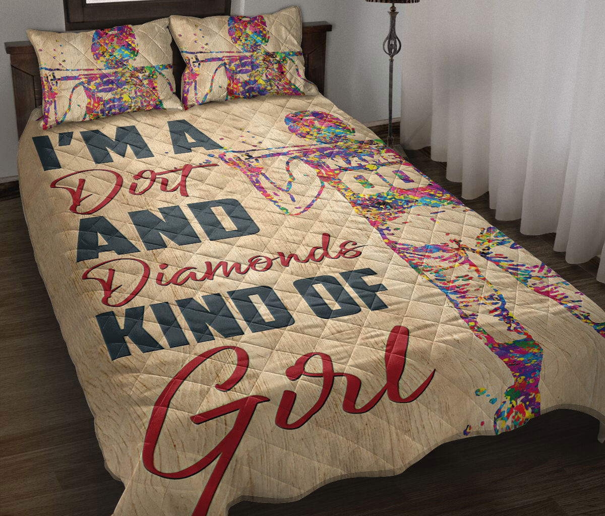 Personalized Softball Quilt Bedding Set, Softball Batter Dirt Diamon Girl Princess Quilt Blanket With Pillowcases, Duvet Cover Set
