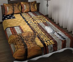 Personalized Veteran Quilt Bedding Set, USUS Flag Veteran Soldier Boost Miltary Quilt Blanket With Pillowcases, Custom Name Duvet Cover Set