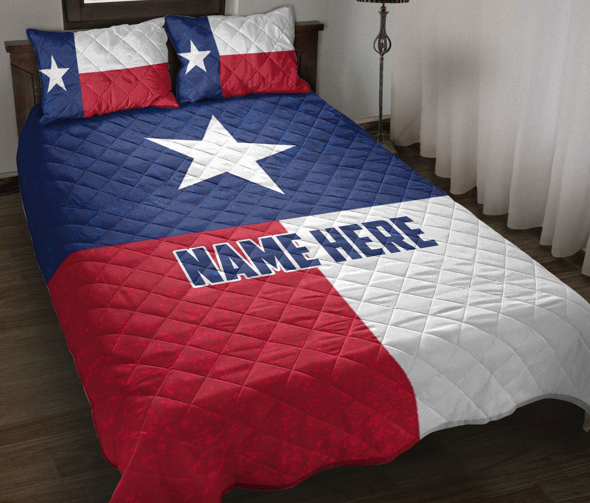 Personalized Quilt Bedding Set, Texas Flag Wild West Western Texas Quilt Blanket With Pillowcases, Custom Name Duvet Cover Set