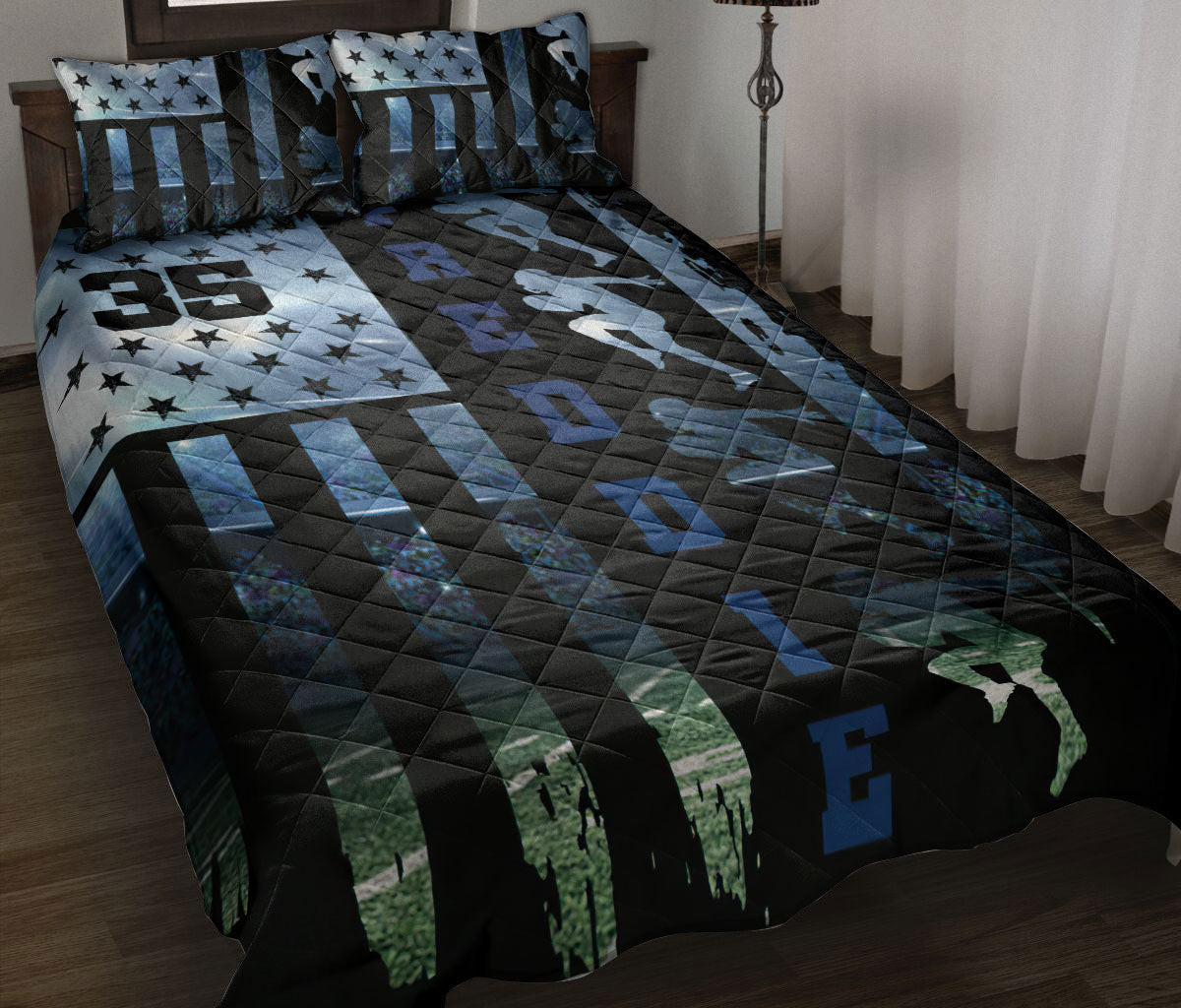 Personalized Football Quilt Bedding Set, Football Game Player Running Back Fullback Quilt Blanket With Pillowcases, Duvet Cover Set