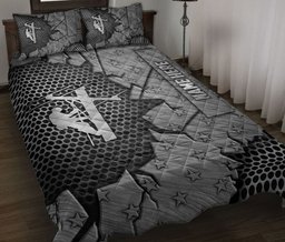 Personalized Lineman Quilt Bedding Set, Electrician Lineman Crack Silver Quilt Blanket With Pillowcases, Custom Name Duvet Cover Set