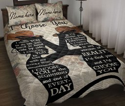 Personalized Cowboy Quilt Bedding Set, I Choose You Cowboy Cowgirl Couple Beige Valentine Quilt Blanket With Pillowcases, Duvet Cover Set