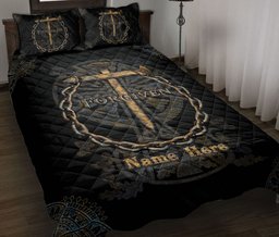 Personalized Christian, Jesus, God, Bible Quilt Bedding Set, Jesus1 Cross 3 Nailsgivenian Quilt Blanket With Pillowcases, Duvet Cover Set