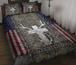 Personalized Fishing Quilt Bedding Set, Christian Hunting Fishing Quilt Blanket With Pillowcases, Custom Name Duvet Cover Set