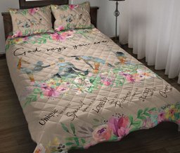 Personalized Yoga Quilt Bedding Set, Yoga God Says You Are Flower Floral Beige Quilt Blanket With Pillowcases, Custom Name Duvet Cover Set