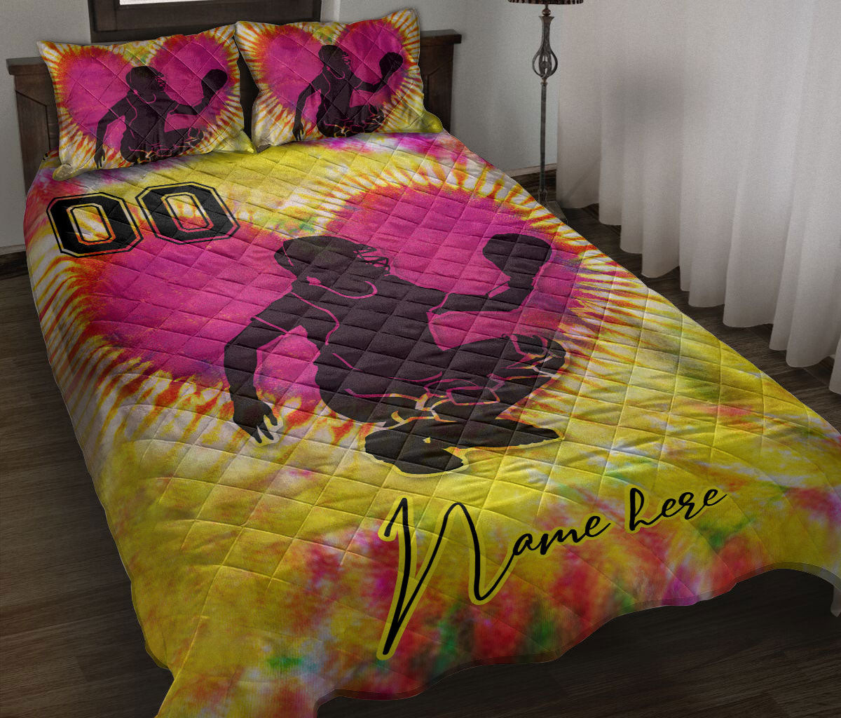 Personalized Softball Quilt Bedding Set, Catcher Softball Girl Player Heart Quilt Blanket With Pillowcases, Duvet Cover Set