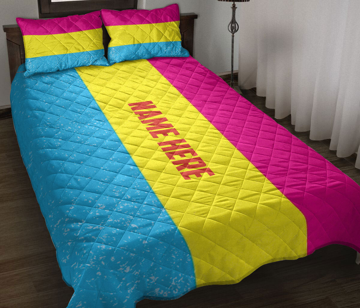 Personalized LGBTQuilt Bedding Set, Pansexual Flag LGBTLgbtq Pride Love Is Love Wins Quilt Blanket With Pillowcases, Duvet Cover Set