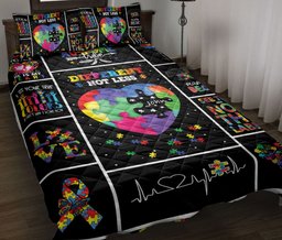 Personalized Autism Quilt Bedding Set, Autism Awareness Different Not Less Quilt Blanket With Pillowcases, Custom Name Duvet Cover Set