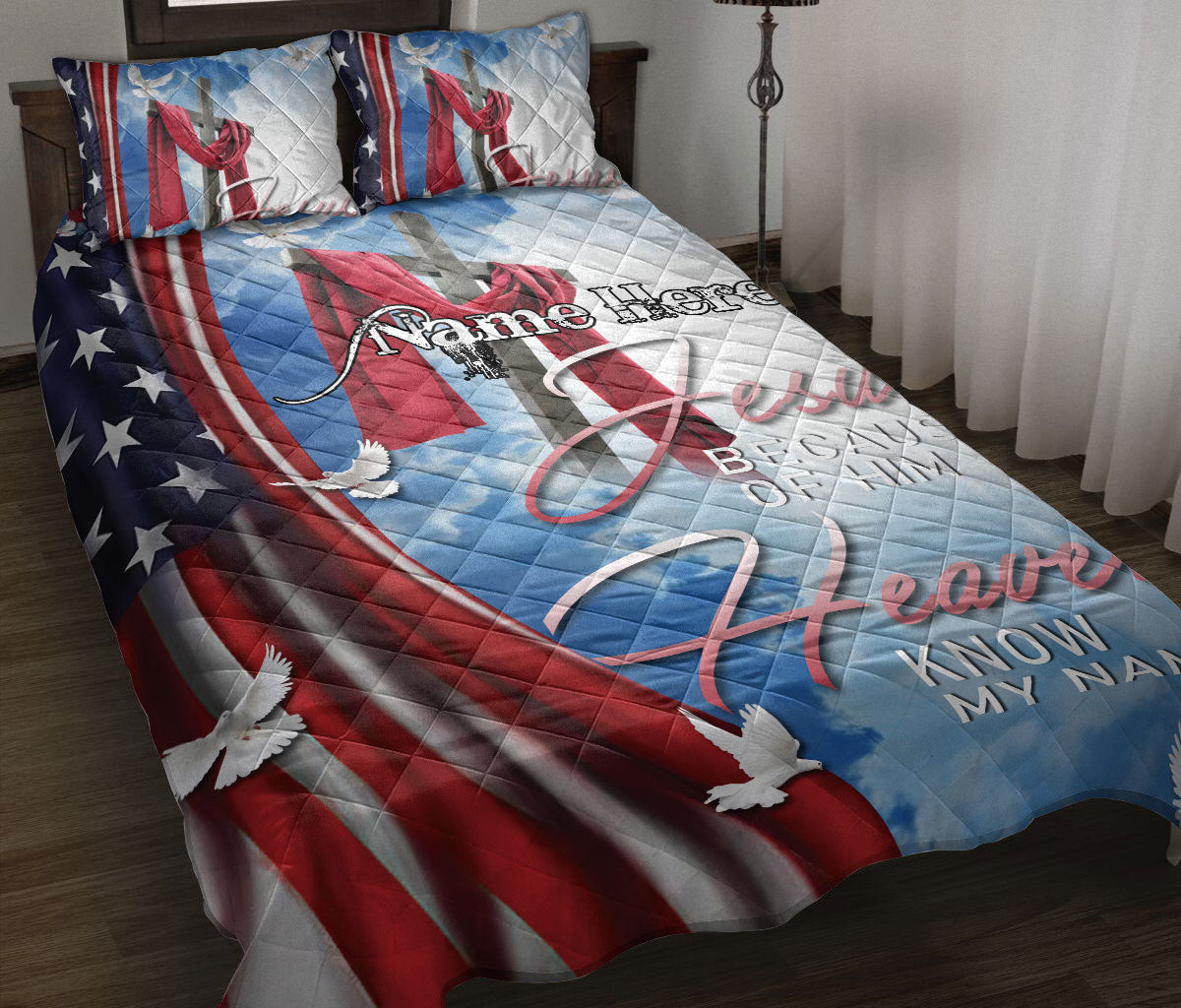Personalized Christian, Jesus, God Quilt Bedding Set, God JesusBeca Use Of Him Quilt Blanket With Pillowcases, Duvet Cover Set