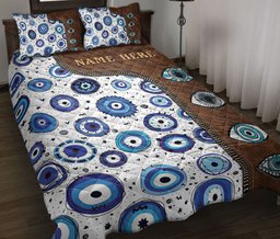 Personalized Wicca Quilt Bedding Set, Nazar Greek Matiasma Mati Evil Mataki Eye Witch Wicca Quilt Blanket With Pillowcases, Duvet Cover Set