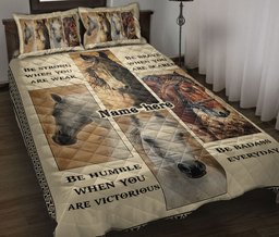 Personalized Horse Quilt Bedding Set, Be Strong When You Are Weak Quilt Blanket With Pillowcases, Custom Name Duvet Cover Set