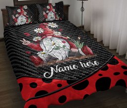 Personalized Mushroom Quilt Bedding Set, Gnome In The Garden Daisy Red M Ushroom Hat Spring Quilt Blanket With Pillowcases, Duvet Cover Set
