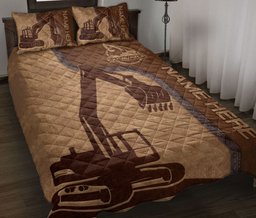 Personalized Excavator Quilt Bedding Set, Excavator Excavator Quilt Blanket With Pillowcases, Custom Name Duvet Cover Set
