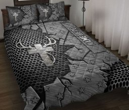 Personalized Fishing Quilt Bedding Set, Christian Deer Hunter Hunting Fishing Hook Crack Quilt Blanket With Pillowcases, Duvet Cover Set