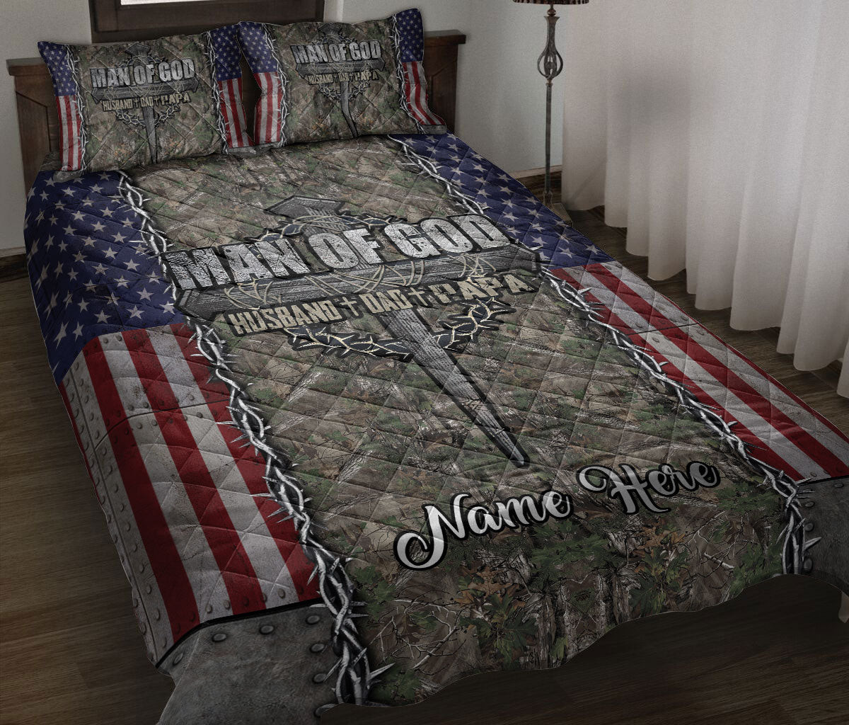 Personalized Christian, Jesus, God, Bible Quilt Bedding Set, Man Of God Quilt Blanket With Pillowcases, Custom Name Duvet Cover Set