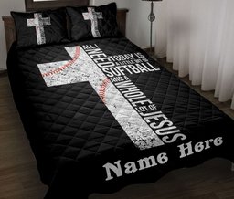 Personalized Baseball Quilt Bedding Set, All I Need Is A Little Bit Of Baseball And JesusQuilt Blanket With Pillowcases, Duvet Cover Set