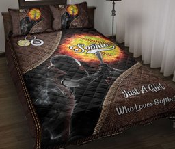 Personalized Softball Quilt Bedding Set, Just A Girl Who Loves Softball Quilt Blanket With Pillowcases, Custom Name Duvet Cover Set