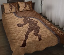 Personalized Basketball Quilt Bedding Set, Basketball Batter Quilt Blanket With Pillowcases, Custom Name Duvet Cover Set