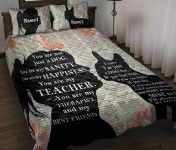 Personalized Dog Quilt Bedding Set, You Are Not Just A Dog You Are My Sanity Quilt Blanket With Pillowcases, Custom Name Duvet Cover Set