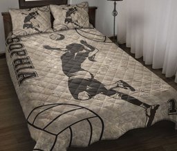 Personalized Volleyball Quilt Bedding Set, Volleyball Volleyball Girl Player Quilt Blanket With Pillowcases, Custom Name Duvet Cover Set