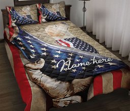 Personalized Labrador Retriever Quilt Bedding Set, Labrador Patriotic Dog US Flag We People Quilt Blanket With Pillowcases, Duvet Cover Set