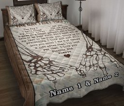 Personalized Skull Quilt Bedding Set, The Day I Met You Skull Skeleton Hand Couple Quilt Blanket With Pillowcases, Custom Name Duvet Cover Set