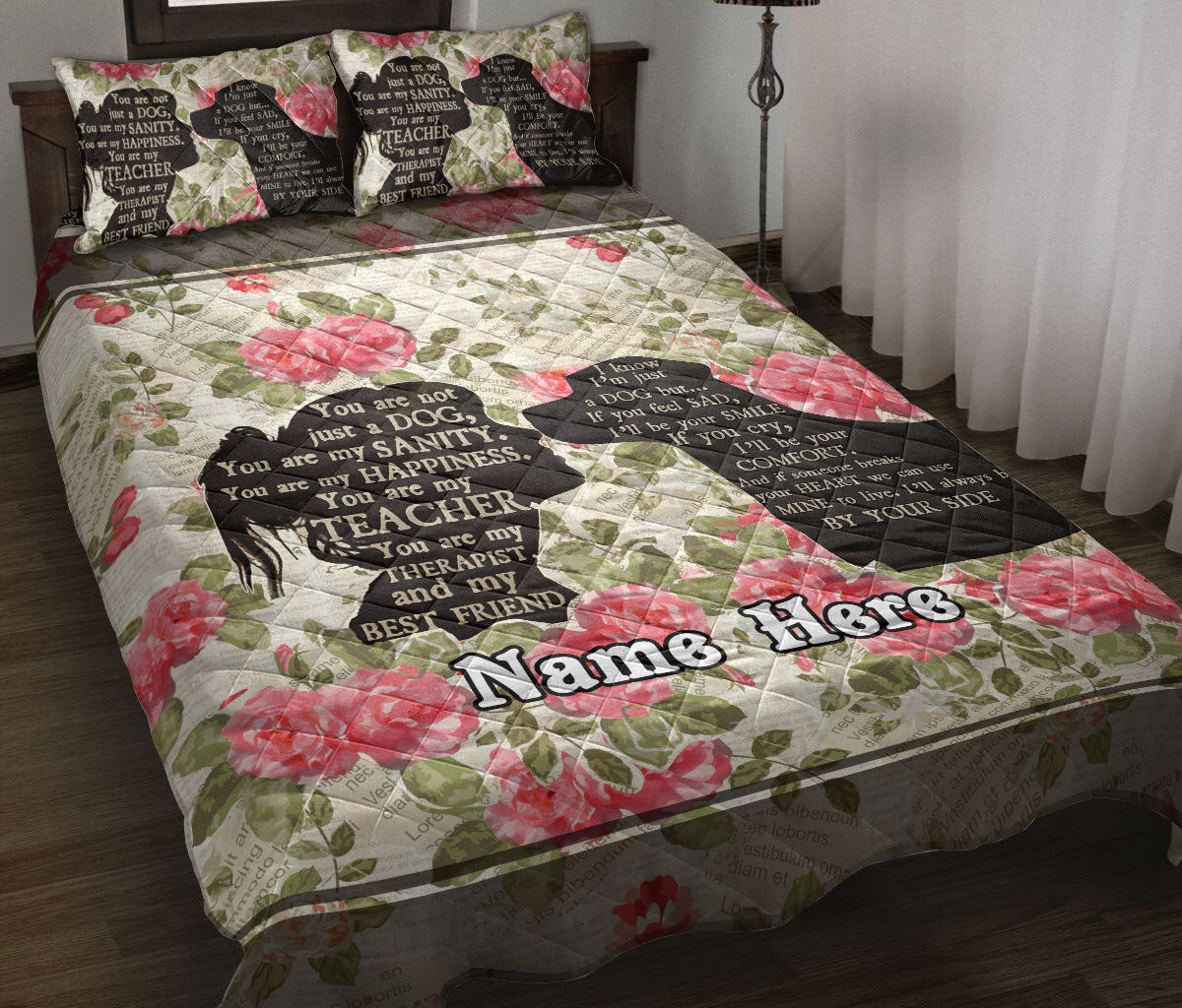Personalized Labrador Retriever Quilt Bedding Set, You Are Not Just A Dog Floral Quilt Blanket With Pillowcases, Duvet Cover Set