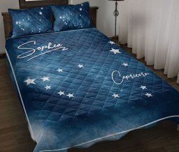 Personalized Zodiac Quilt Bedding Set, Capricorn Zodiac Sign Horoscopes Quilt Blanket With Pillowcases, Custom Name Duvet Cover Set