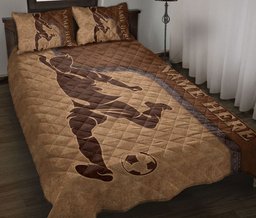Personalized Soccer Quilt Bedding Set, Soccer Batter Quilt Blanket With Pillowcases, Custom Name Duvet Cover Set