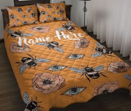 Personalized Matiasma Quilt Bedding Set, Nazar Greek Matiasma Mati Evil Mataki Eye Bee Quilt Blanket With Pillowcases, Duvet Cover Set