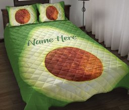 Personalized Quilt Bedding Set, Avocado Fruit Quilt Blanket With Pillowcases, Custom Name Duvet Cover Set