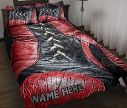Personalized Boxing Quilt Bedding Set, Boxing Red Gloves Black Quilt Blanket With Pillowcases, Custom Name Duvet Cover Set