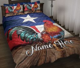 Personalized Texas,Chicken Quilt Bedding Set, Rooster Texas Flag Wild West Western Texas Quilt Blanket With Pillowcases, Duvet Cover Set